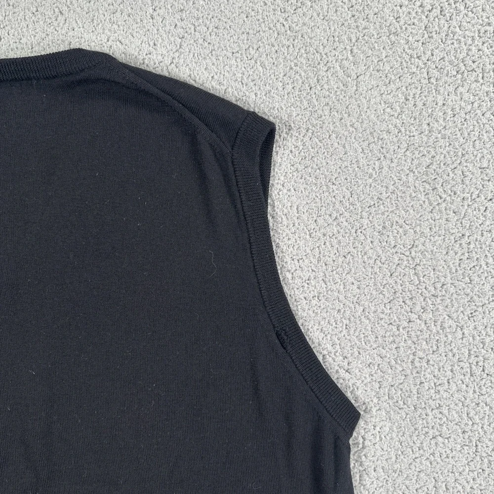 Grant Thomas Italian Merino Wool Sweater Vest Men XL Black V-Neck Made in Italy